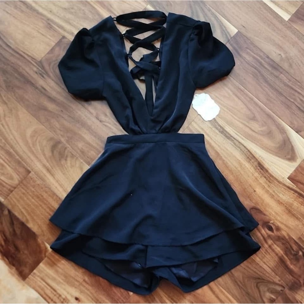 Chic Black Crisscross Romper